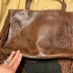 Ariat Embossed Leather Fringe Shoulder Bag